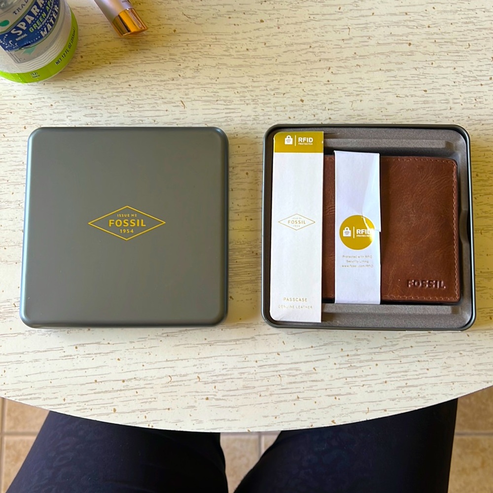 Brown leather Fossil Wallet with RFID protection